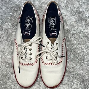 Keds White and Red Baseball Stitch Sneakers women